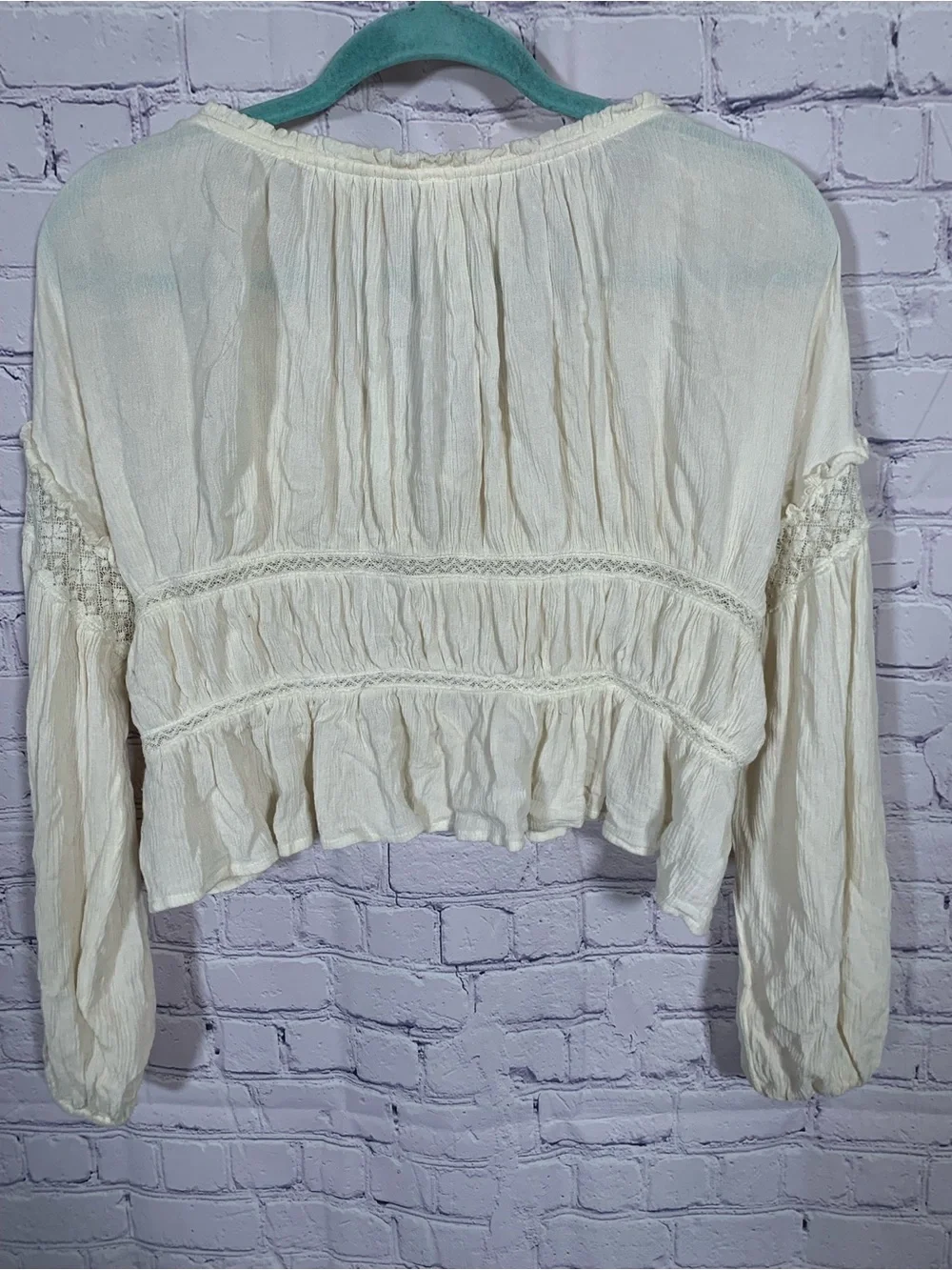 Free People Women Firecracker Top Off White Button Front Size S Boho Cottagecore